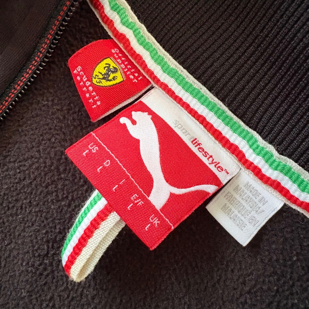 Puma Scuderia Ferrari Track Jacket Black Red Full Zip L Motorsport Car Racing - Picture 2 of 12